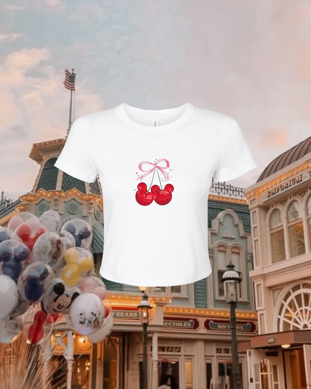 Mickey Cherries Cropped Tee