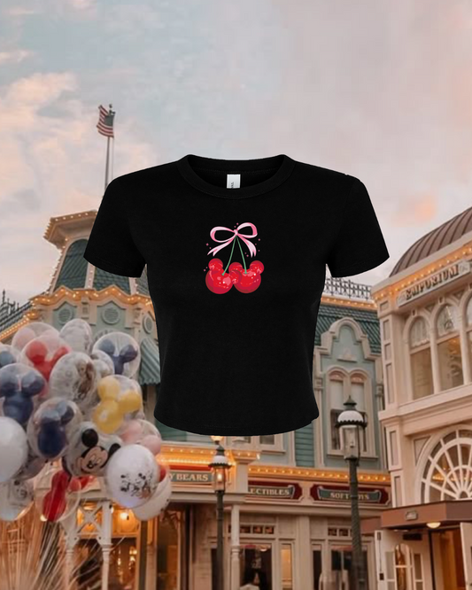 Mickey Cherries Cropped Tee